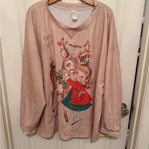 SHEIN Pink Merry Christmas Graphic Sweatshirt